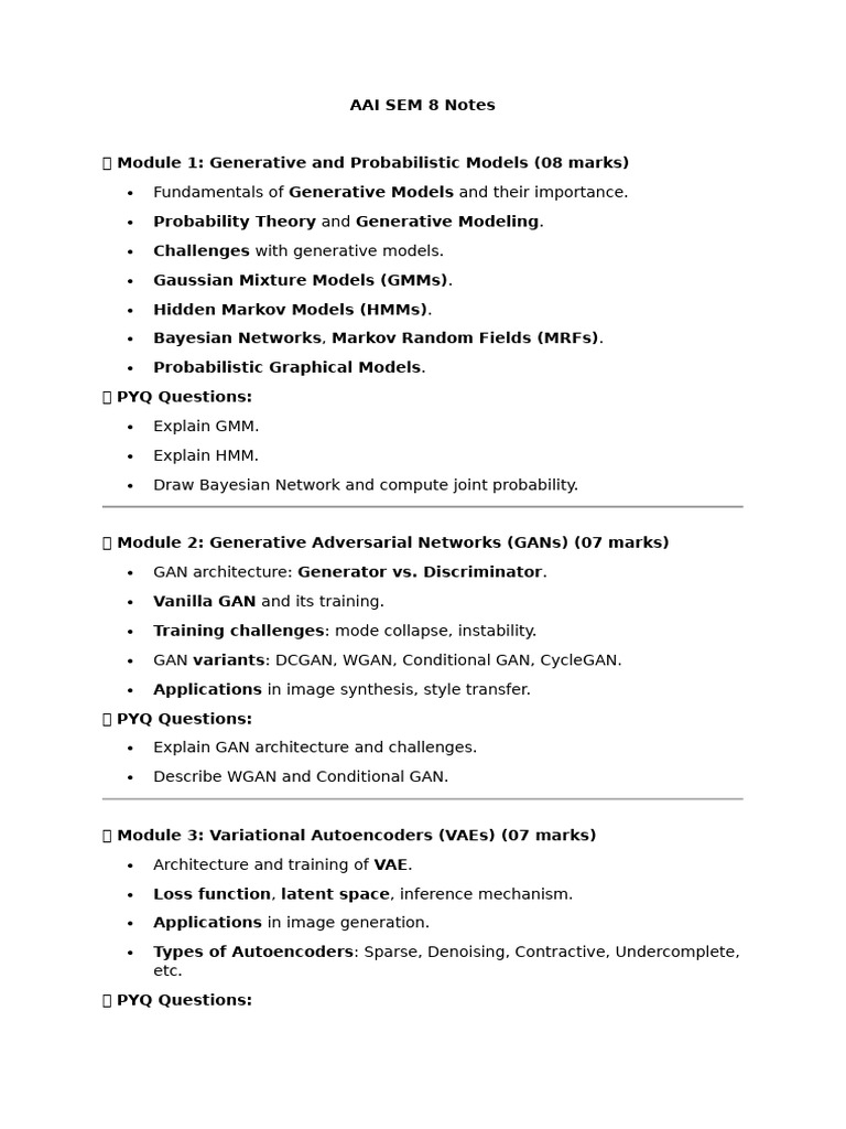 AAI SEM 8 Generative AI Notes | PDF