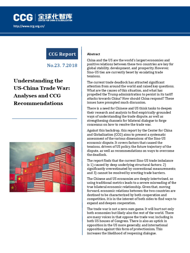 The US China Trade War Analyses and CCG Recommendations | PDF | Balance ...