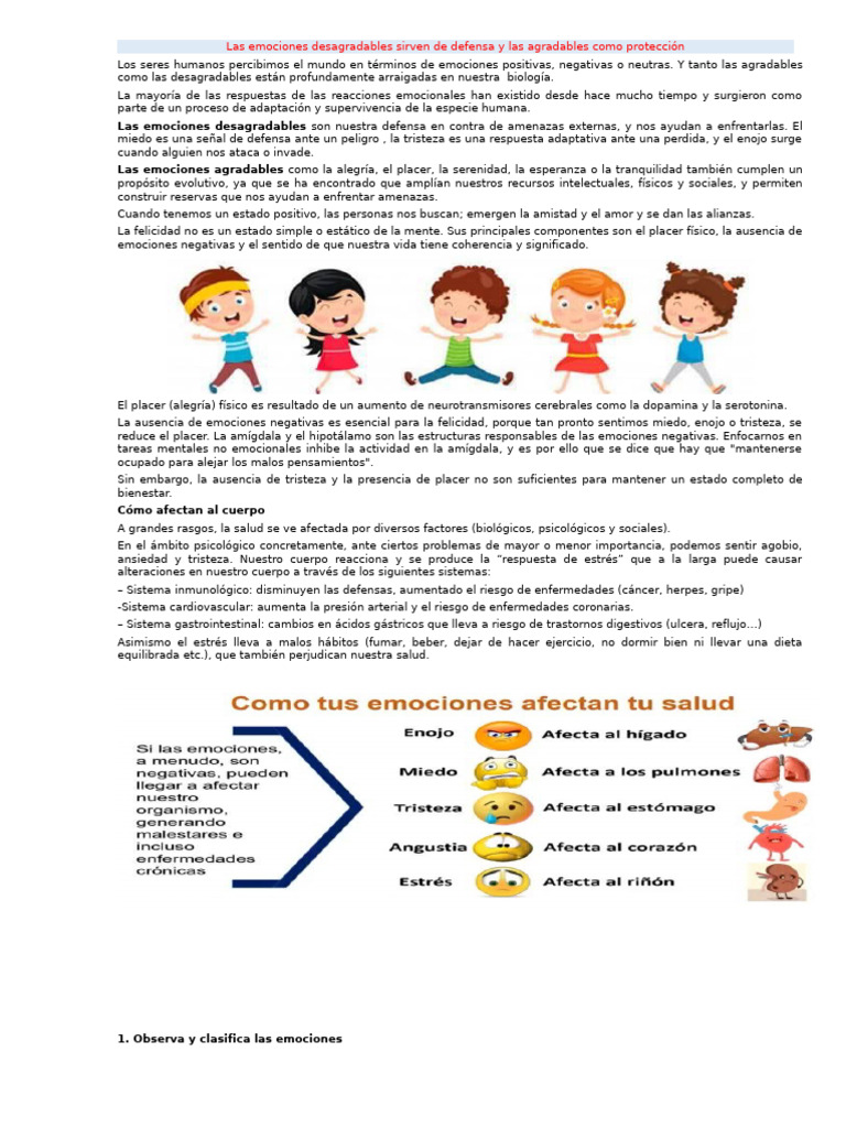Ficha Las Emociones Dañan La Salud 02-05-25 | PDF | Las emociones | Temor