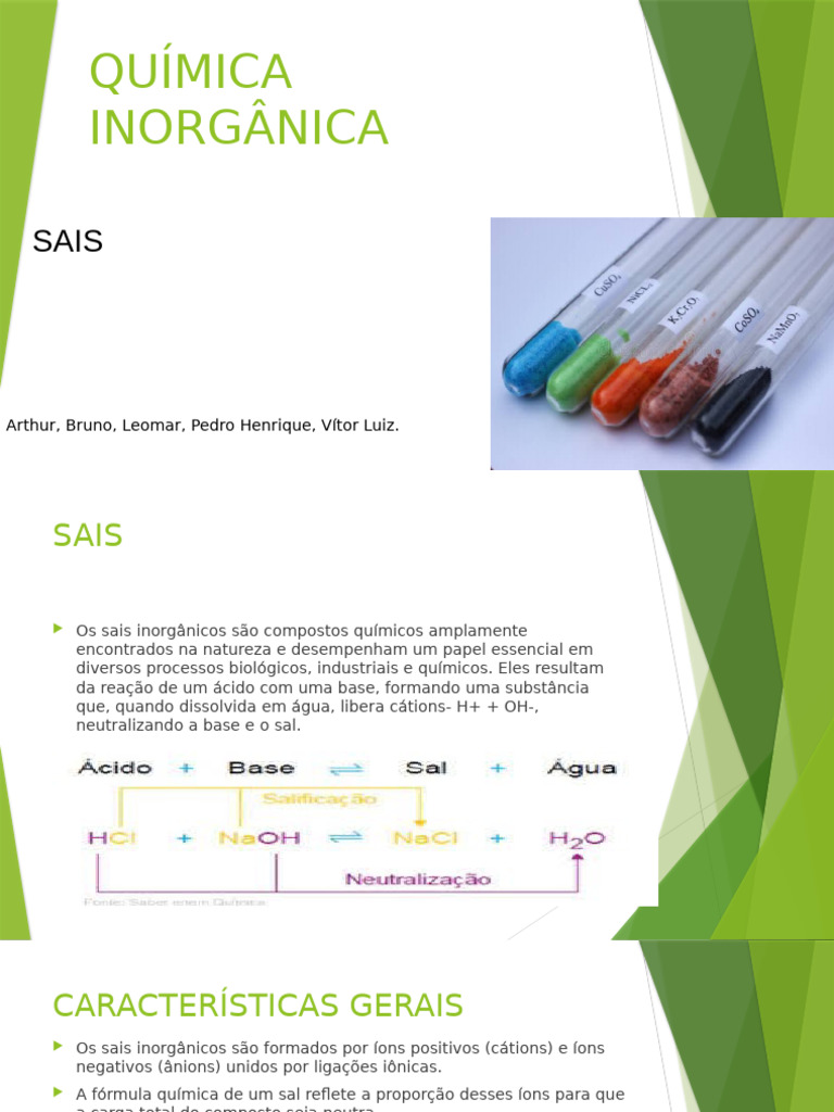 Características e Nomenclatura dos Sais | PDF | Sal (Química) | Química ...