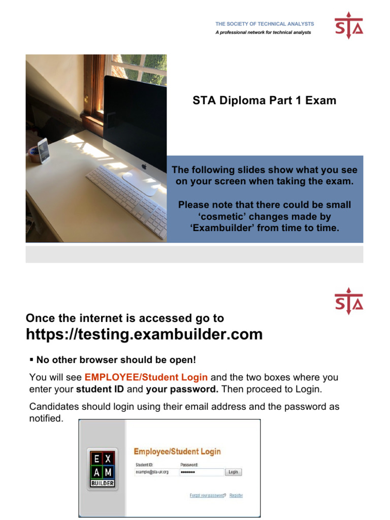 STA Diploma Exam Login Instructions | PDF