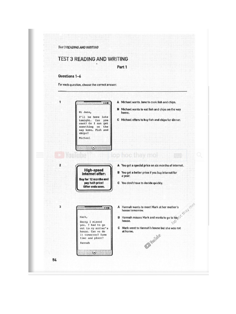 Collins KET Test 3 R&W | PDF