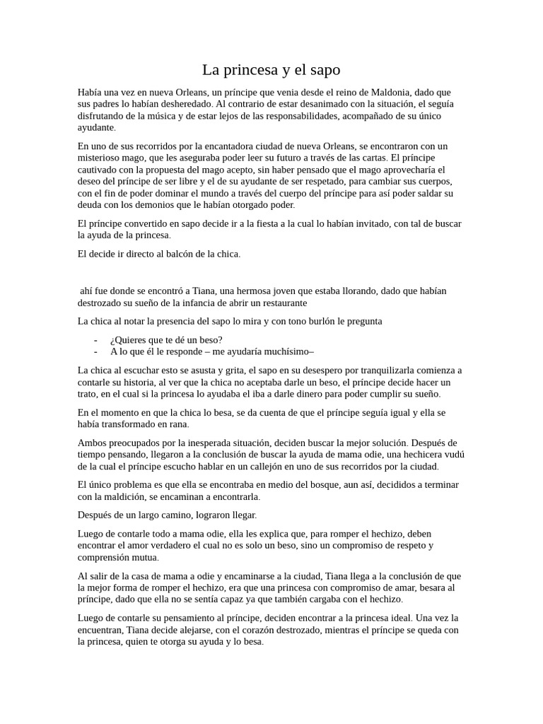 Sombras de "La Princesa y el Sapo" | PDF