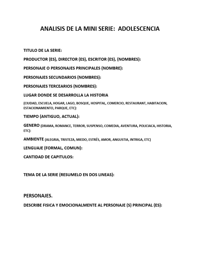 Análisis de Personajes en Adolescencia | PDF