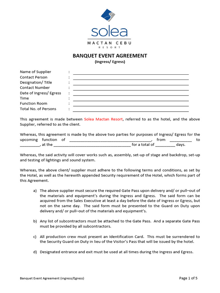 Solea Ingress_Egress Form (1) | PDF