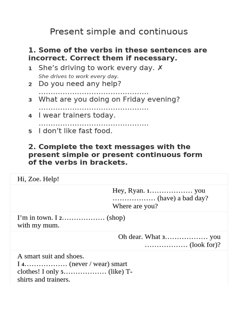 Present Simple and Continuous | PDF