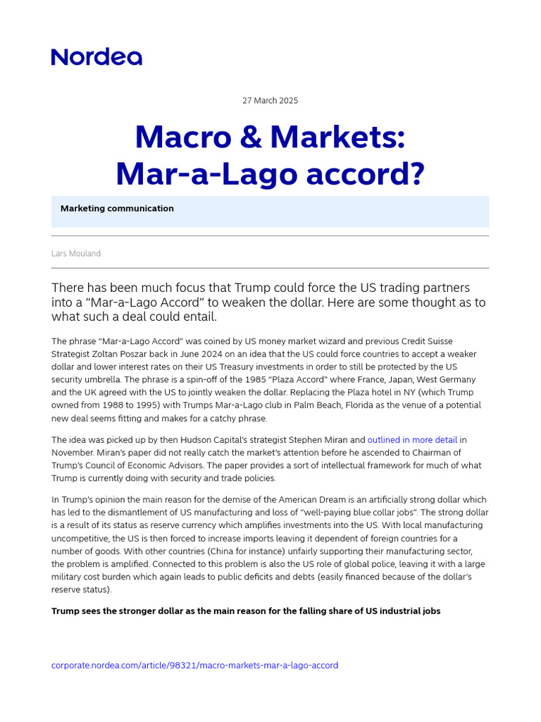 Mar-A-Lago Accord | PDF | Government Budget Balance | Debt