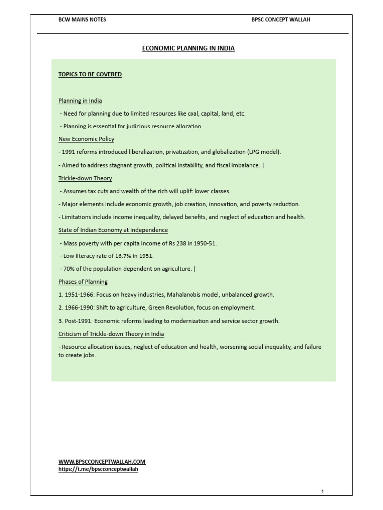 Economic Planning and Development in India | PDF | Trickle Down ...