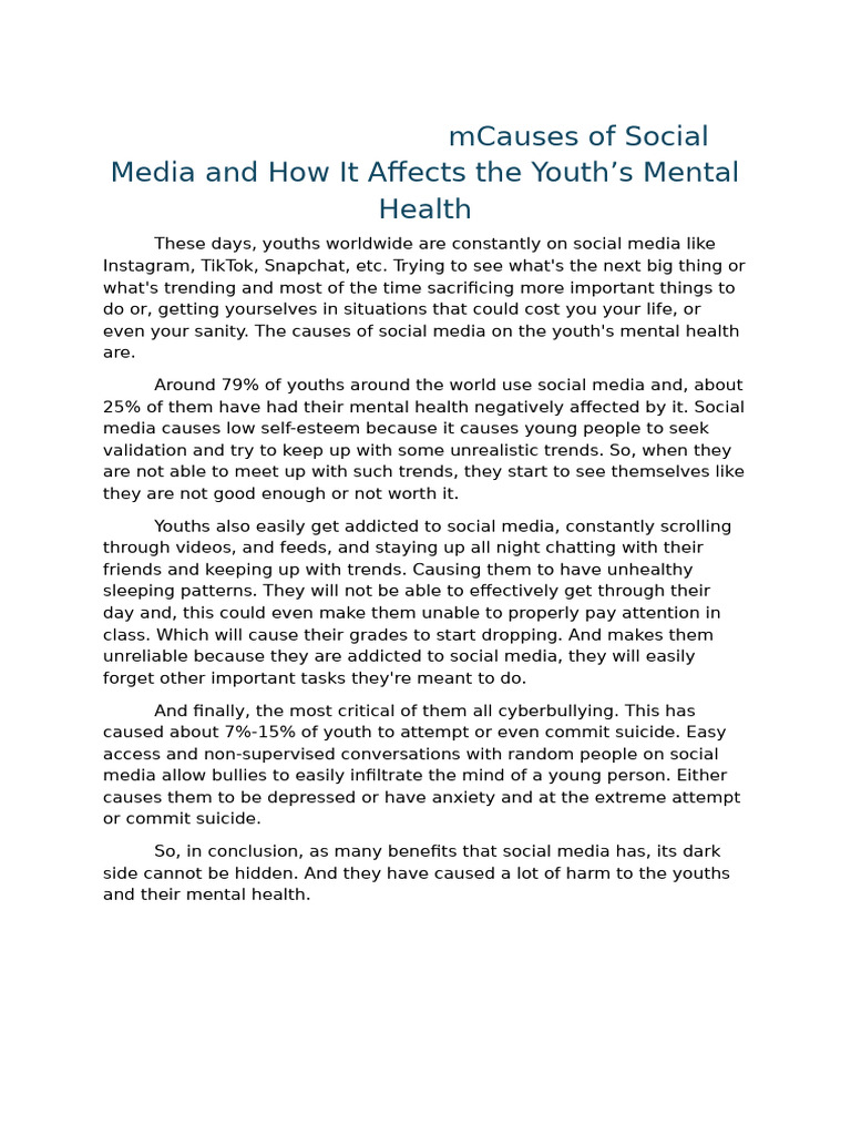 Impact of Social Media on Youth Mental Health | PDF
