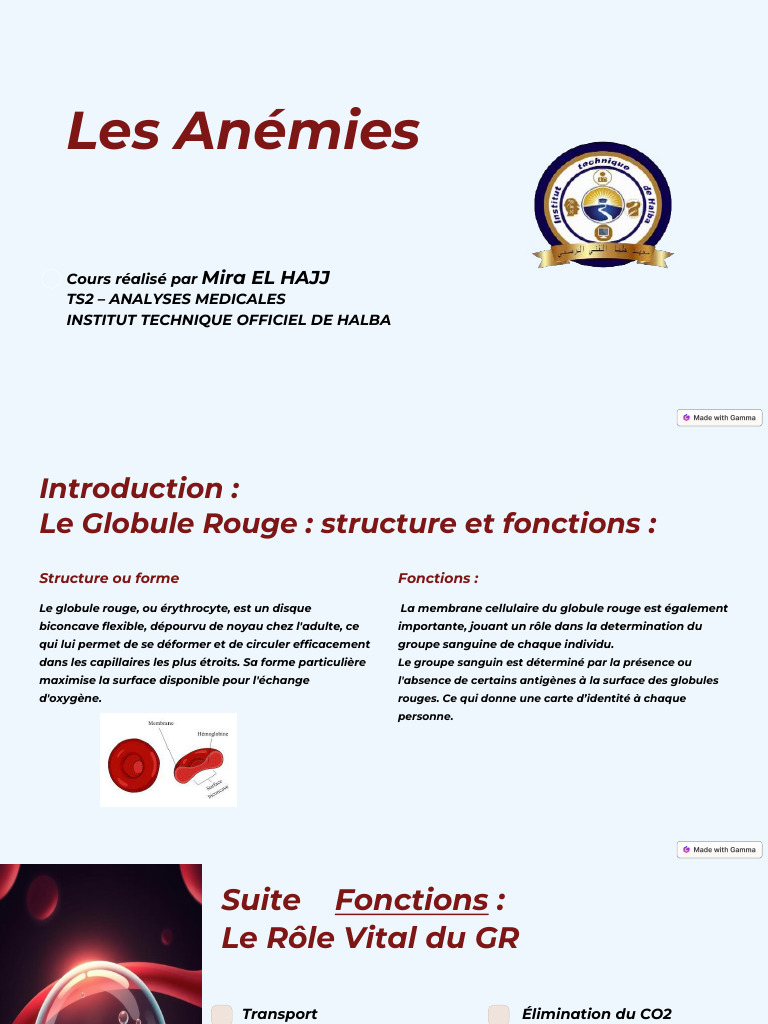 Comprendre l'Anémie et les Globules Rouges | PDF | Anémie | Globule rouge