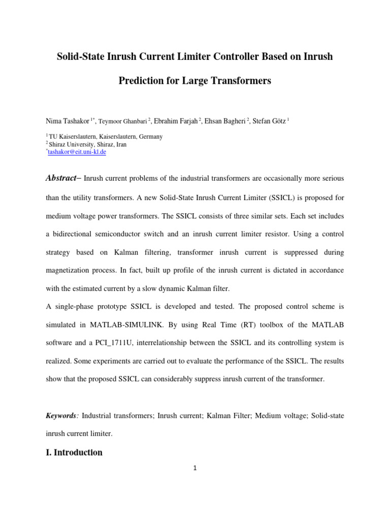 Solid State Inrush Current Limiter Contr | PDF | Inductor | Transformer