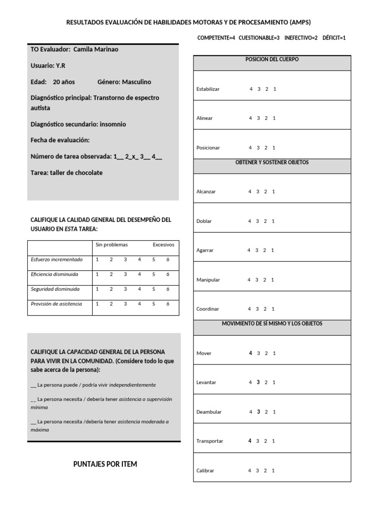 Amps - Habilidades de Procesamiento y Motoras | PDF