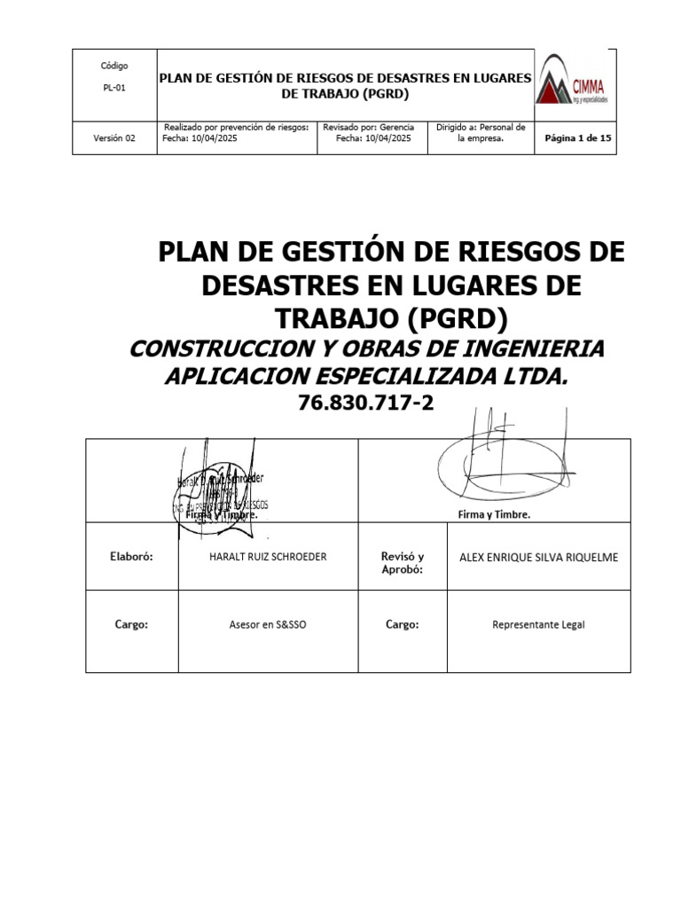 Plan de Gestión de Riesgos de Desastres | PDF | Temblores | Tormentas