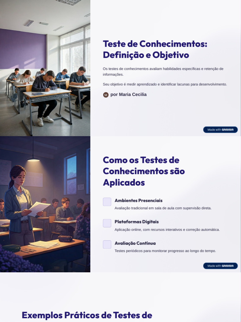 Teste de Conhecimentos Definicao e Objetivo | PDF