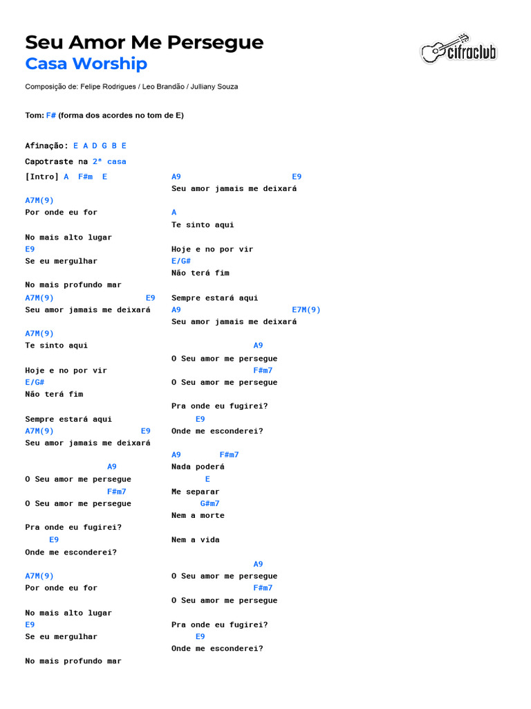 Seu Amor Me Persegue - Cifra e Letra | PDF