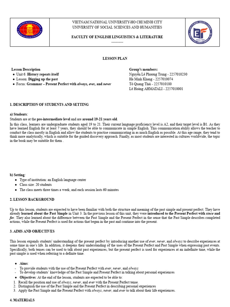 TP 1 Group 2s Lesson Plan Draft Version | PDF | Adverb | Human ...