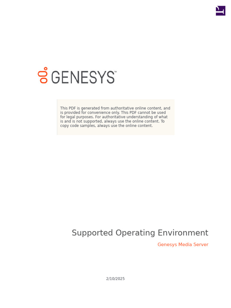 Genesys Media Server OS Support Guide | PDF | Java (Software Platform ...