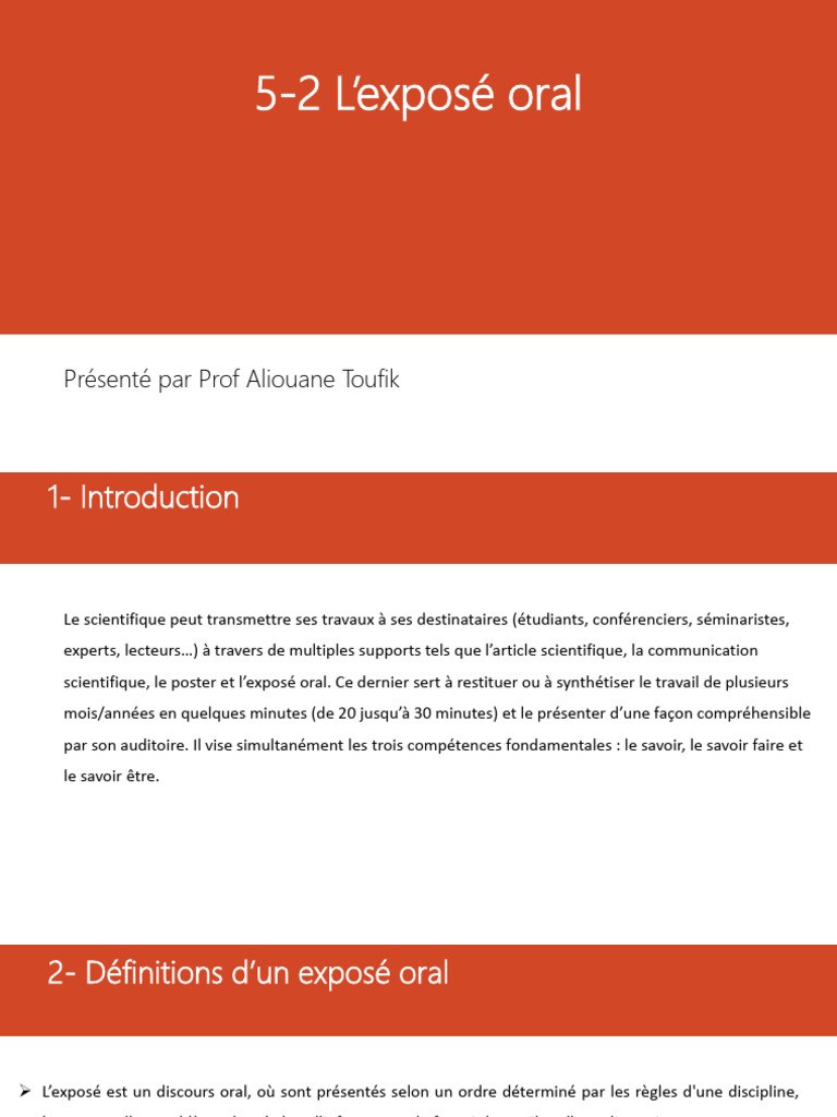 Causes et préparation d'un exposé oral | PDF | Expérience | Informations
