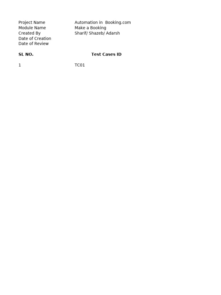 Booking.com Automation Test Case | PDF