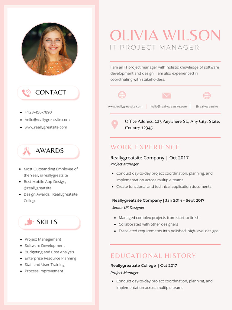 IT Project Manager Profile: Olivia Wilson | PDF