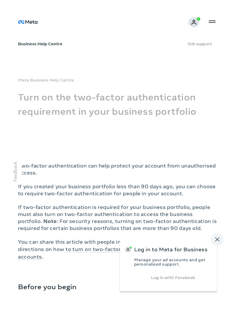 Manage Two-Factor Authentication in Meta | PDF | Login | Facebook
