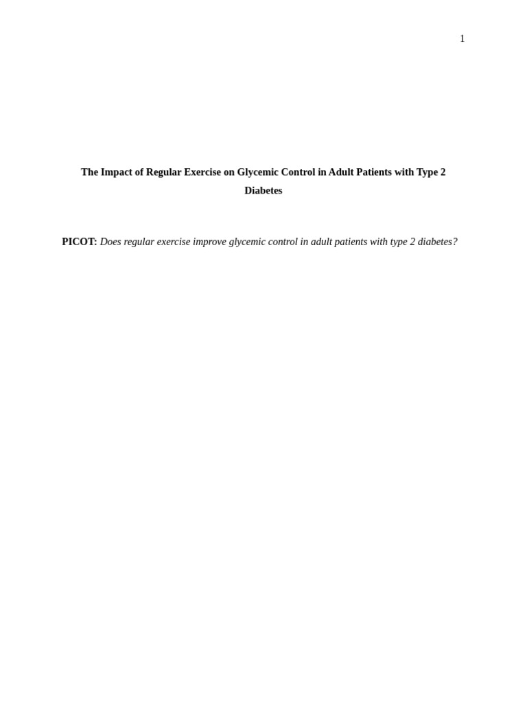 The Impact of Regular Exercise On Glycemic Control in Adult Patients ...
