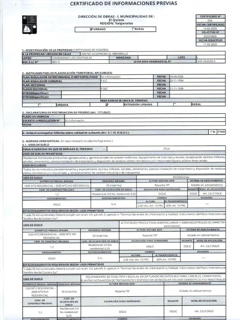 Certificado de Informaciones Previas | PDF