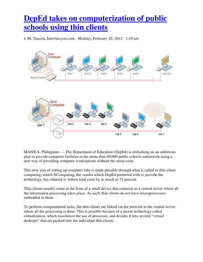 DepEd's Thin Client Initiative | PDF | Server (Computing) | Client ...