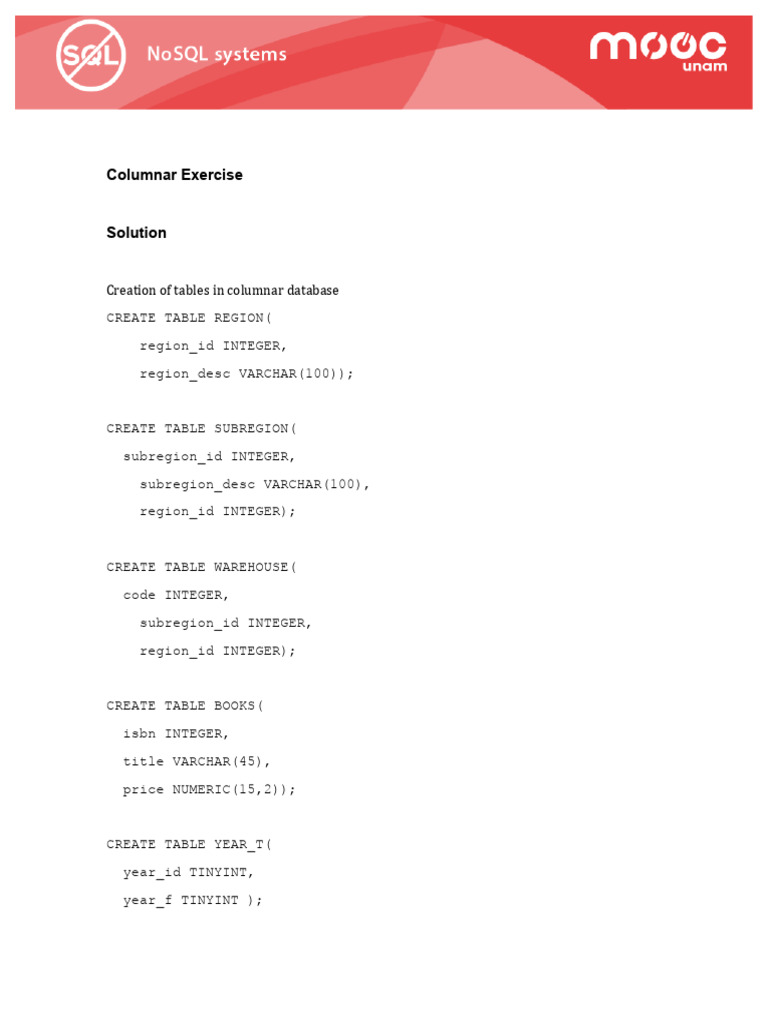 Columnar Database Table Creation Guide | PDF | Integer (Computer ...