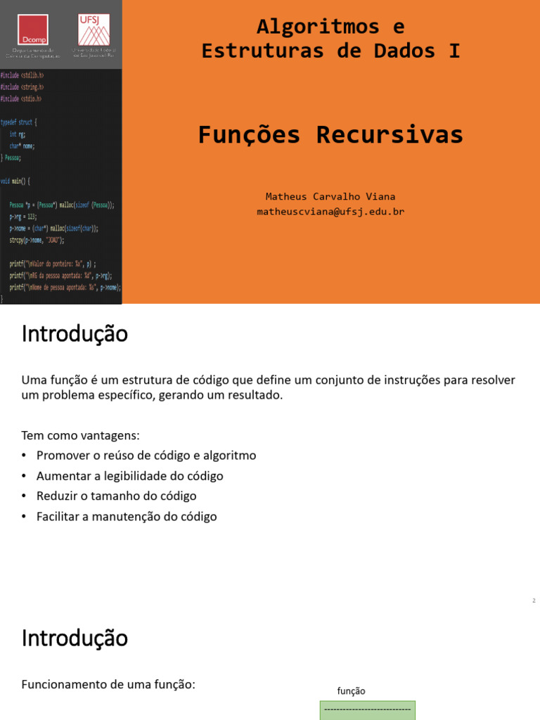 Funções Recursivas em Algoritmos | PDF | Recursão | Algoritmos