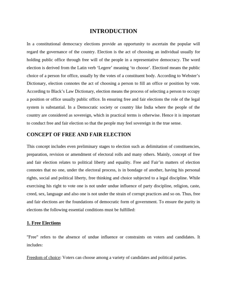 INTRODUCTIONIn A Constitutional Democracy Elections Provide | PDF ...
