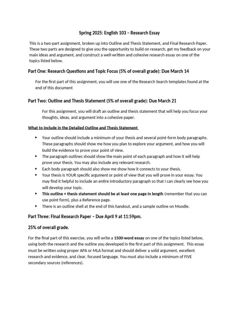 Spring 2025 Final Research Project | PDF | Essays | Thesis