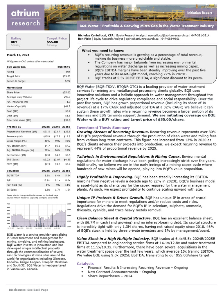 BQE Water: Growth and Investment Insights | PDF | Mining | Capital ...