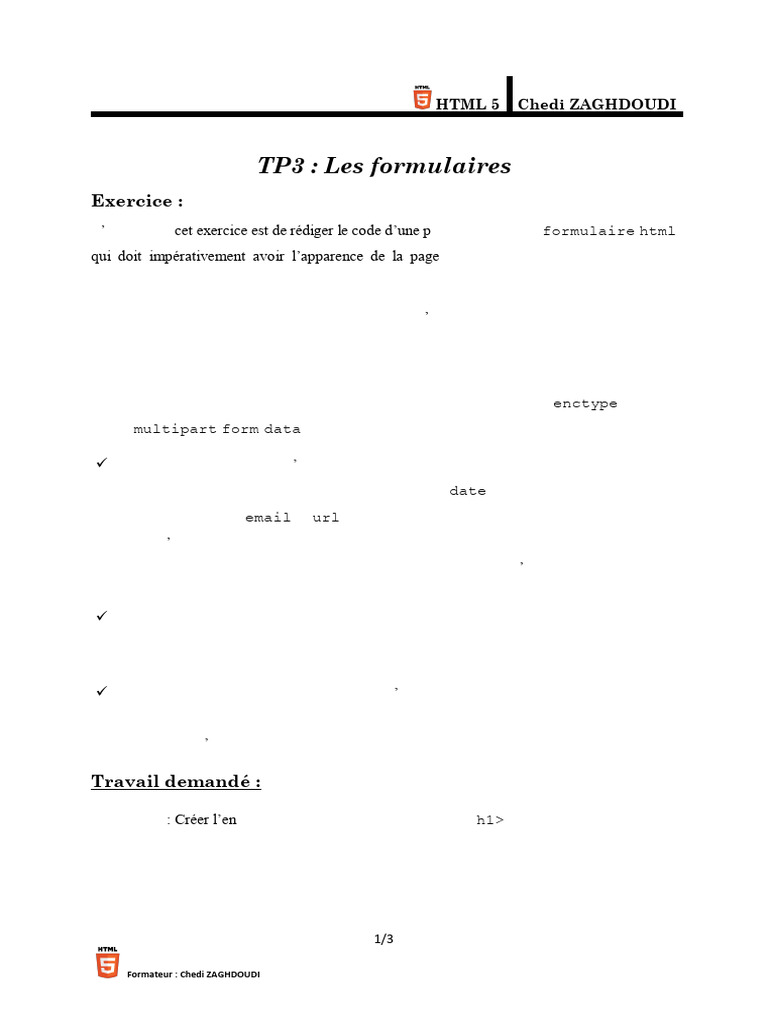 Formulaire HTML5 au CREFOC Jendouba | PDF | Html | Informatique