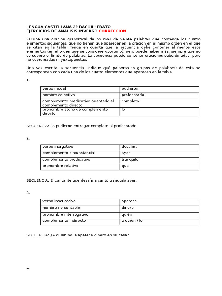 Ejercicios de Corrección Sintáctica | PDF | Verbo | Pronombre