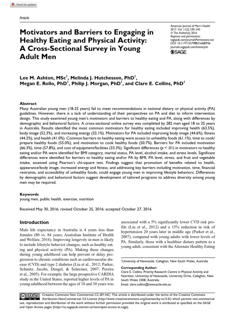 Ashton Et Al 2016 Motivators and Barriers To Engaging in Healthy Eating ...