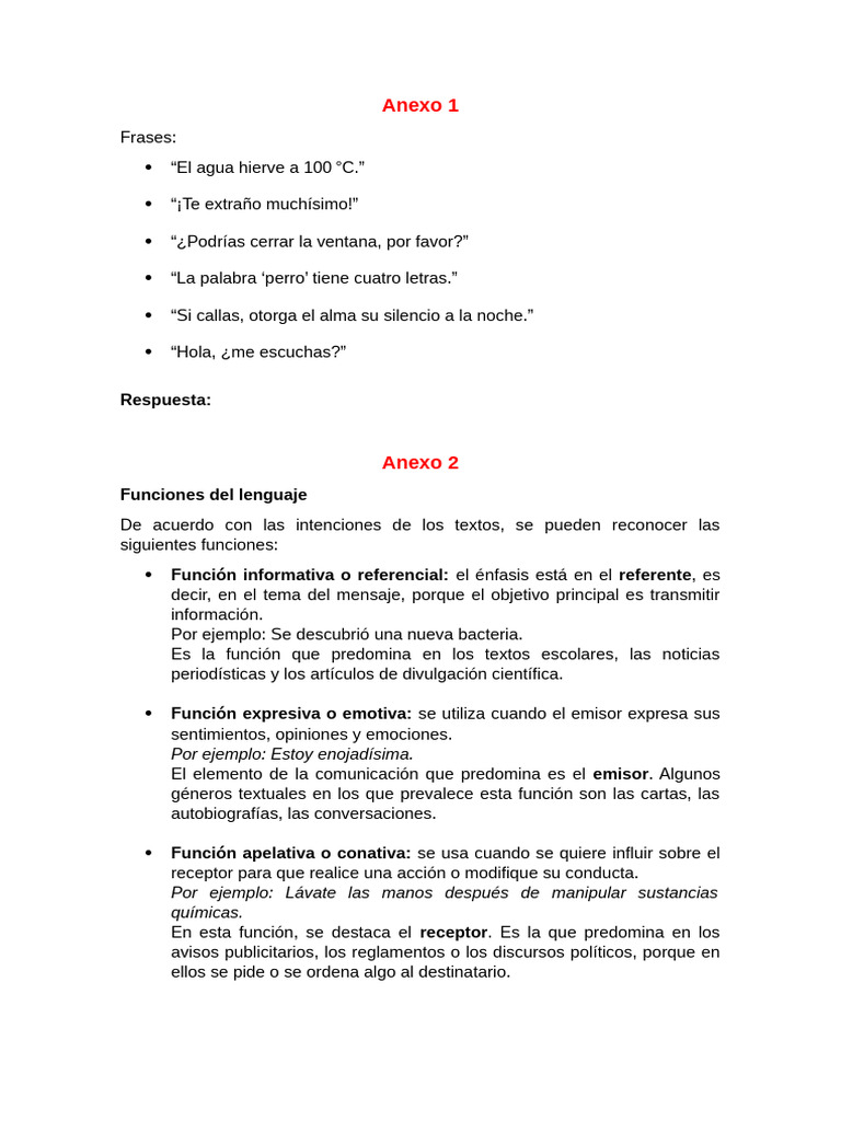 Funciones del Lenguaje y Ejemplos Textuales | PDF | Comunicación ...