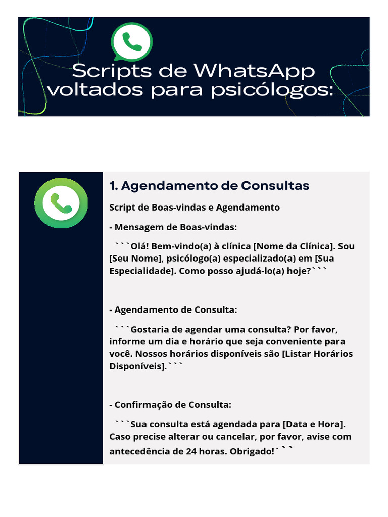 Scripts de WhatsApp para Psicólogos | PDF