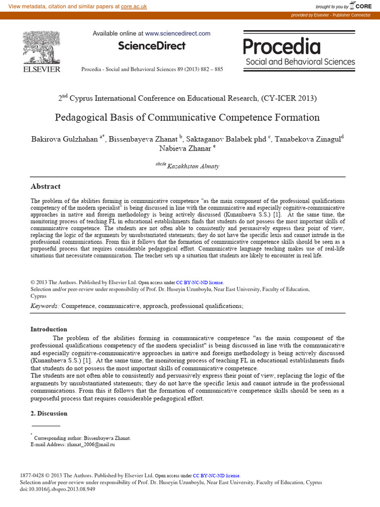 Communicative Competence in Education | PDF | Experiment | Language ...