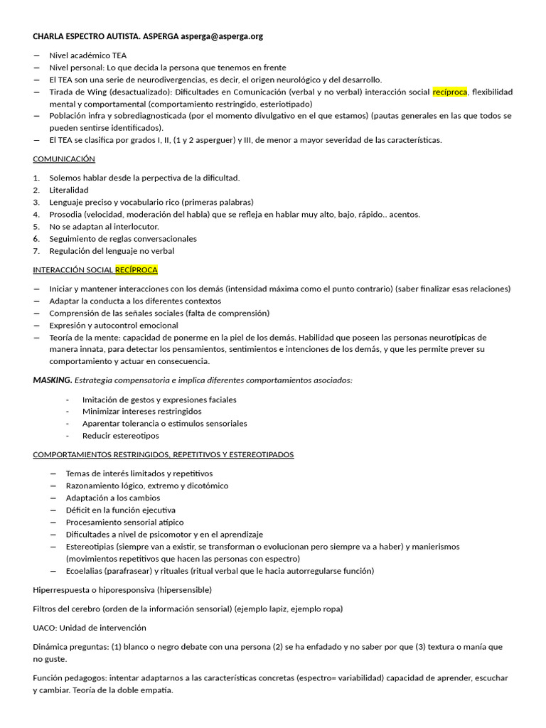 Charla TEA | PDF | Autismo | Aprendizaje