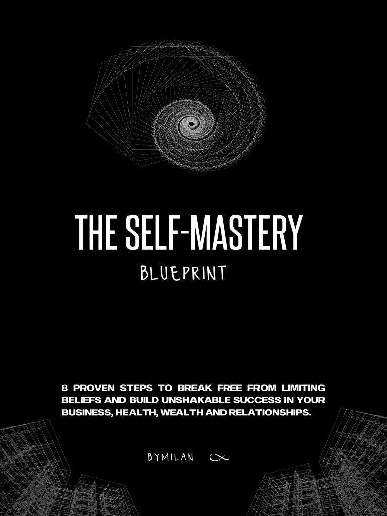 Cover of The Self Mastery Blueprint document on Scribd, featuring abstract geometric shapes and a centered title