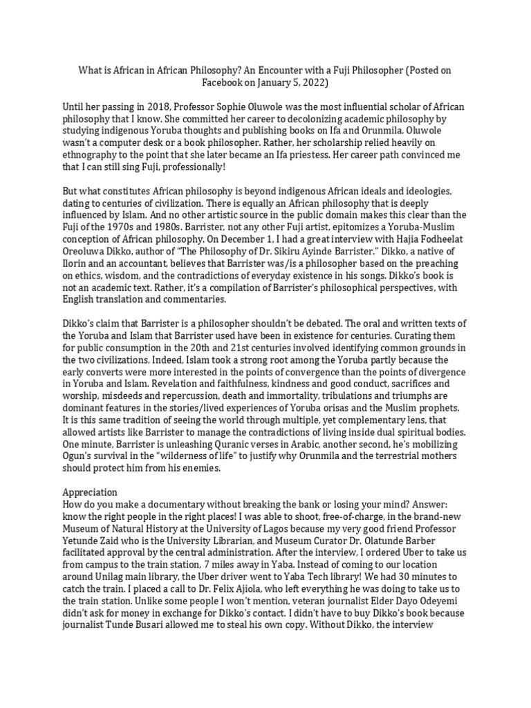 What Is African In African Philosophy Pdf