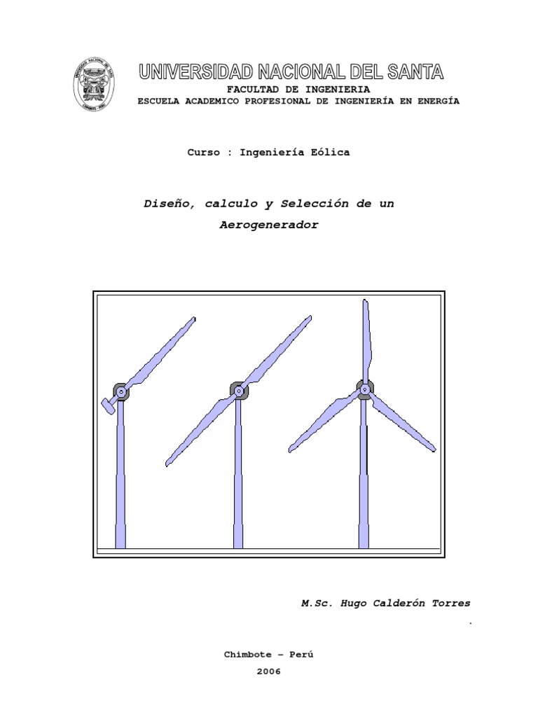 Diseño y Cálculo de Aerogeneradores | PDF | Turbina eólica | Energía eólica