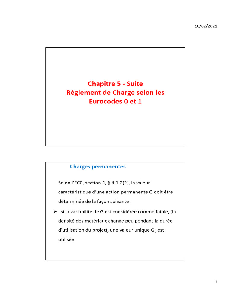 Règlement sur les Charges selon Eurocodes | PDF