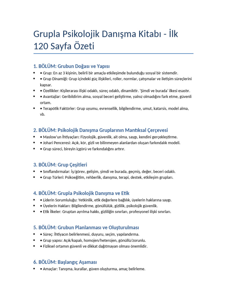 Grupla Psikolojik Danisma Ozet Pdf