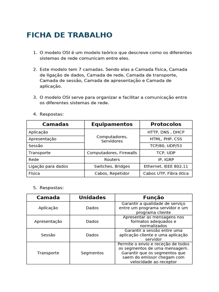 Entenda o Modelo OSI e suas Camadas | PDF | Rede de computadores ...