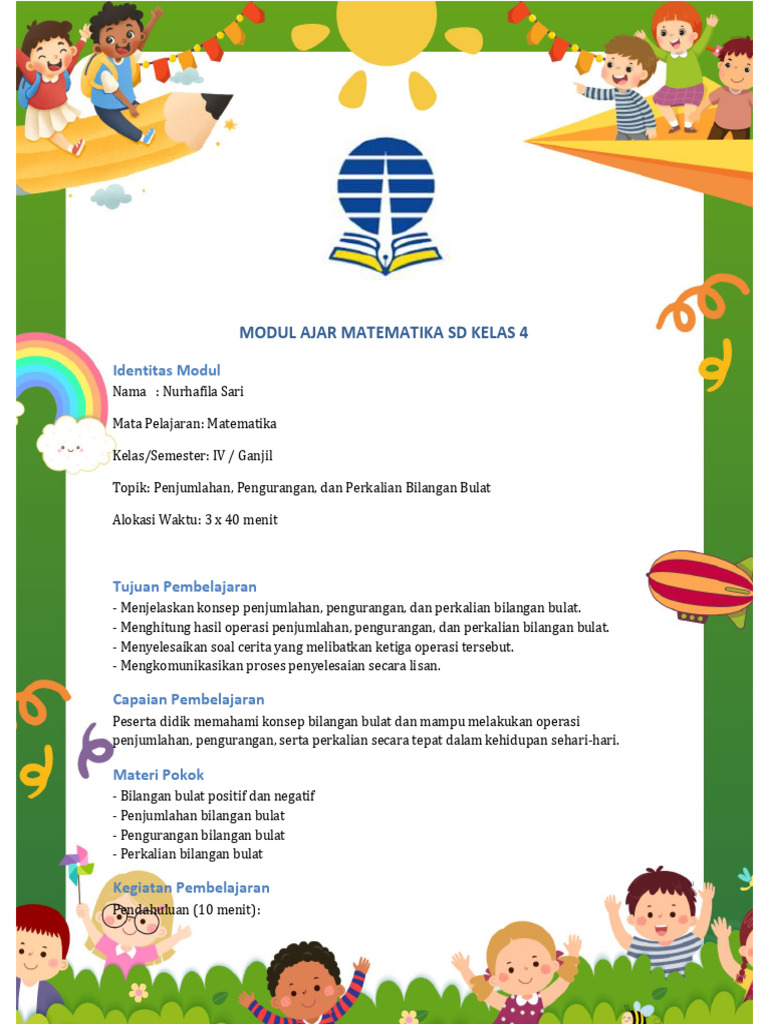 Modul Ajar Matematika Kelas 4 SD | PDF