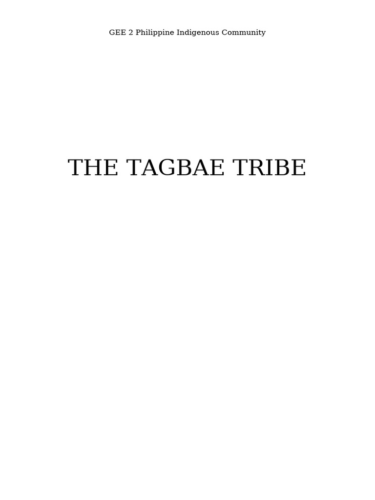 The Tagbae Tribe | PDF | Cultural Anthropology