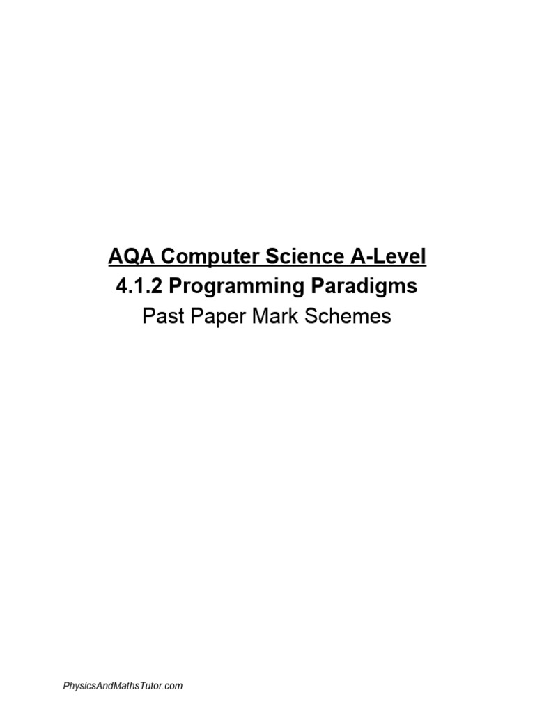 AQA A-Level Computer Science Mark Schemes | PDF