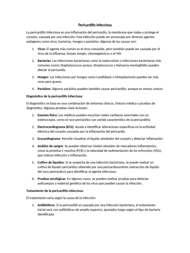 Pericarditis Infecciosa | PDF | Infección | Corazón